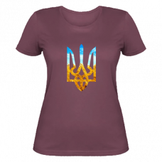 Женская футболка бордовая с тризубом
