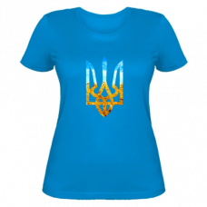 Женская футболка голубая с тризубом